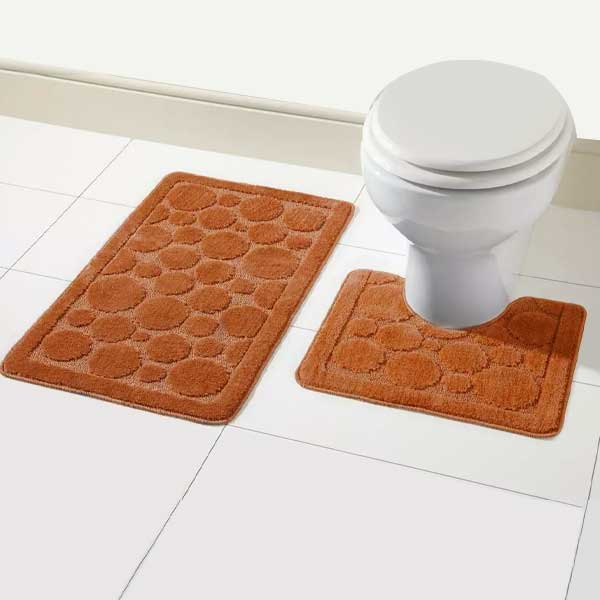 2 Pcs Comfort Soft Non Slip Bath Mat & Toilet Pedestal Rug Set 