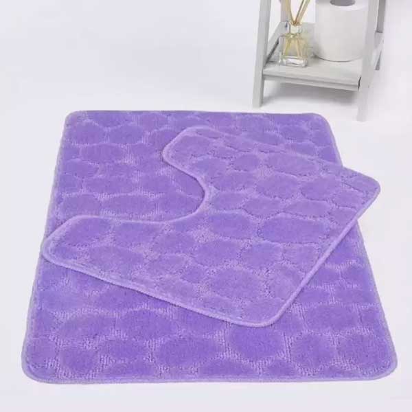 2 Pcs Comfort Soft Non Slip Bath Mat & Toilet Pedestal Rug Set 