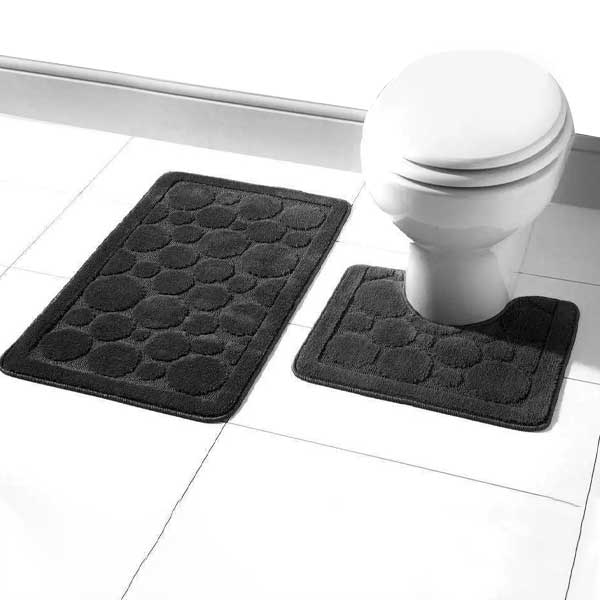 2 Pcs Comfort Soft Non Slip Bath Mat & Toilet Pedestal Rug Set 