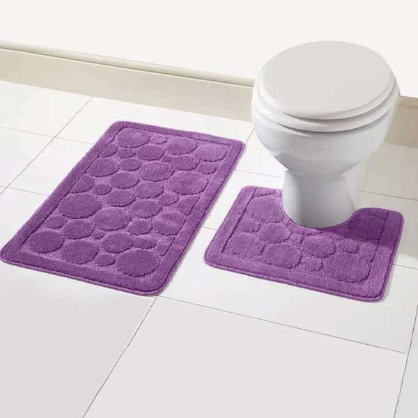 2 Pcs Comfort Soft Non Slip Bath Mat & Toilet Pedestal Rug Set 