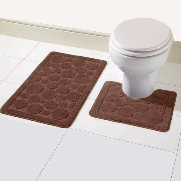 2 Pcs Comfort Soft Non Slip Bath Mat & Toilet Pedestal Rug Set 