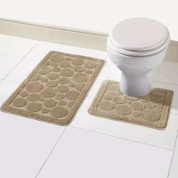 2 Pcs Comfort Soft Non Slip Bath Mat & Toilet Pedestal Rug Set 