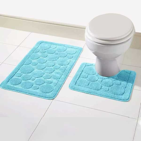 2 Pcs Comfort Soft Non Slip Bath Mat & Toilet Pedestal Rug Set 