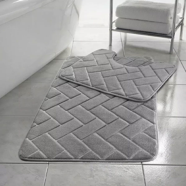 2 Pcs Non Slip Rubber Memory Foam Pedestal Mat Toilet Bathroom Rug