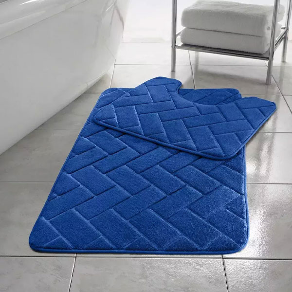 2 Pcs Non Slip Rubber Memory Foam Pedestal Mat Toilet Bathroom Rug