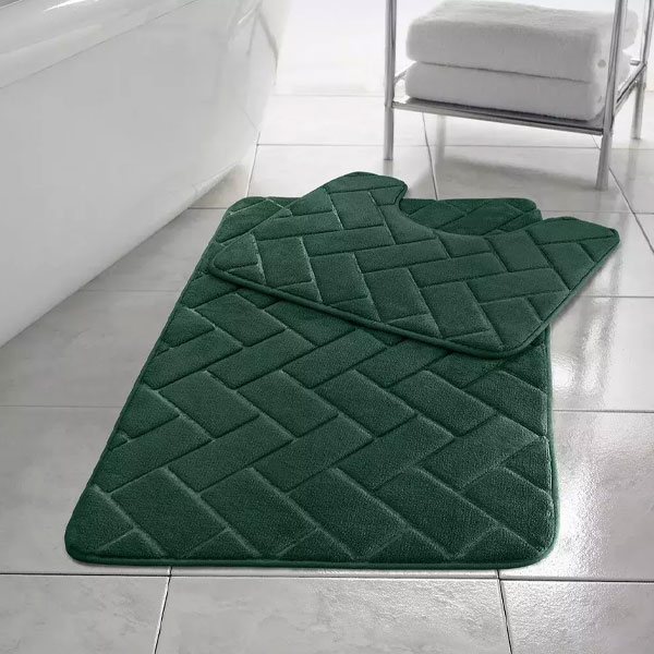 2 Pcs Non Slip Rubber Memory Foam Pedestal Mat Toilet Bathroom Rug