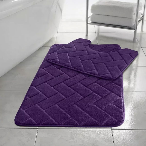 2 Pcs Non Slip Rubber Memory Foam Pedestal Mat Toilet Bathroom Rug