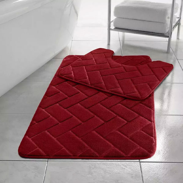 2 Pcs Non Slip Rubber Memory Foam Pedestal Mat Toilet Bathroom Rug