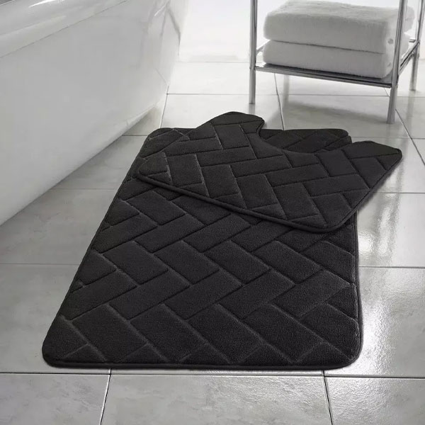 2 Pcs Non Slip Rubber Memory Foam Pedestal Mat Toilet Bathroom Rug