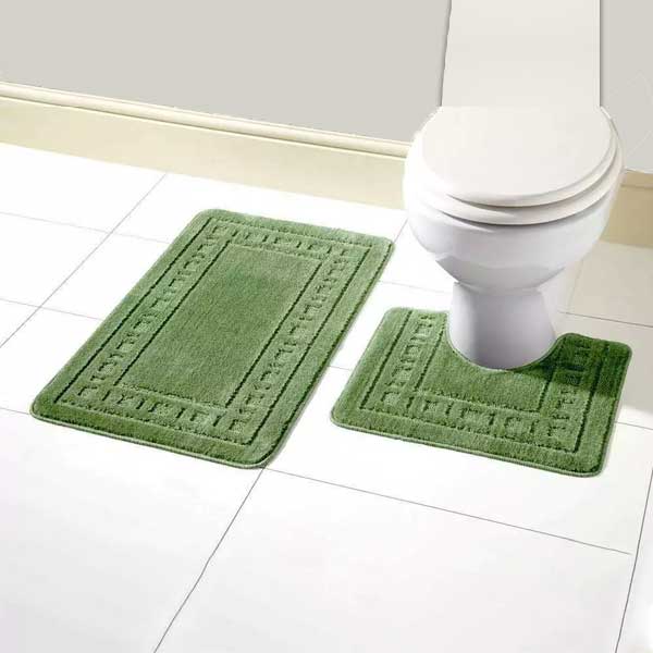 Anti-Slip 2 Pcs Rubber Pedestal Memory Foam Mat Toilet Bathroom Rug