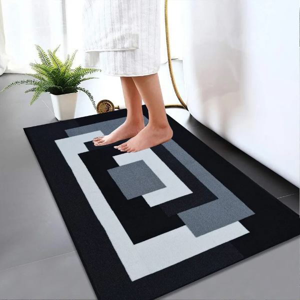 Illusion Non Slip Bath Mat Water Absorbent Toilet Pedestal Mats Small Large Bathroom Rug