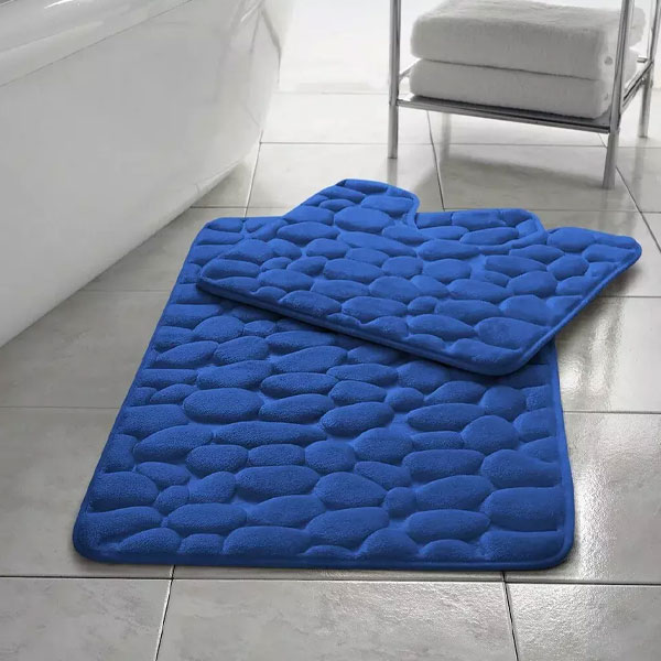 Non Slip 2 Pcs Memory Foam Rubber Mat Pedestal Toilet Bathroom Rug