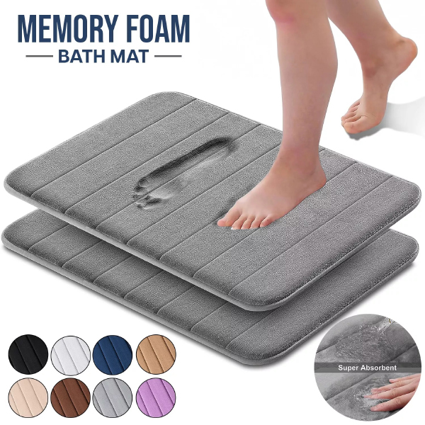 Non Slip Bath Mat Extra Water Absorbent Mat Ultra Soft Memory Foam Bathroom Mats