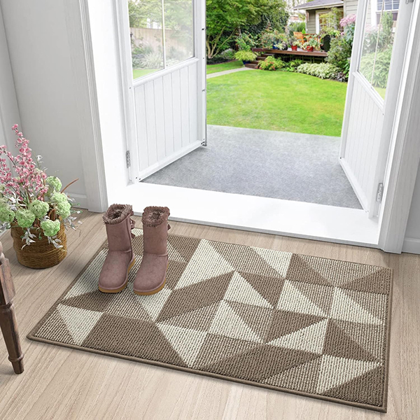 Non-Slip Machine Washable Entrance Rug Indoor Mat , Absorbent Plaid Mat for Muddy Wet Shoes and Paws